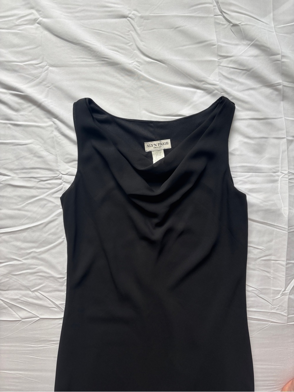 Vintage 1990s Alyn Paige Black Cowl Neck Cocktail Dress - Picture 4 of 8